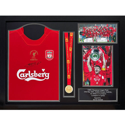 Liverpool FC 2005 Gerrard kehystetty paita nimikirjoituksella
